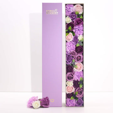 Cutie cadou cu flori de sapun-Extra Long - Lavender Rose & Carnation